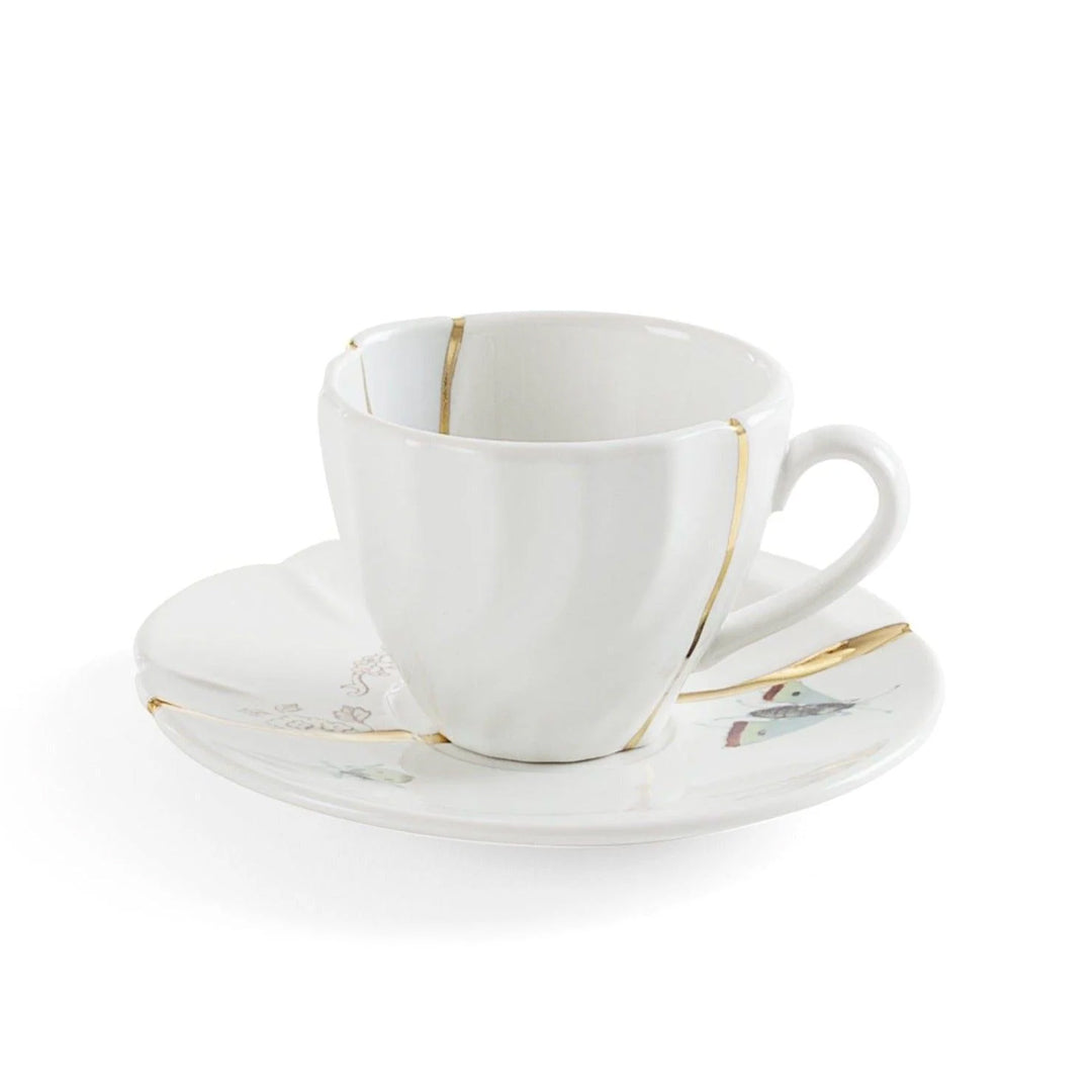 Taza con platillo Kinsughi #3