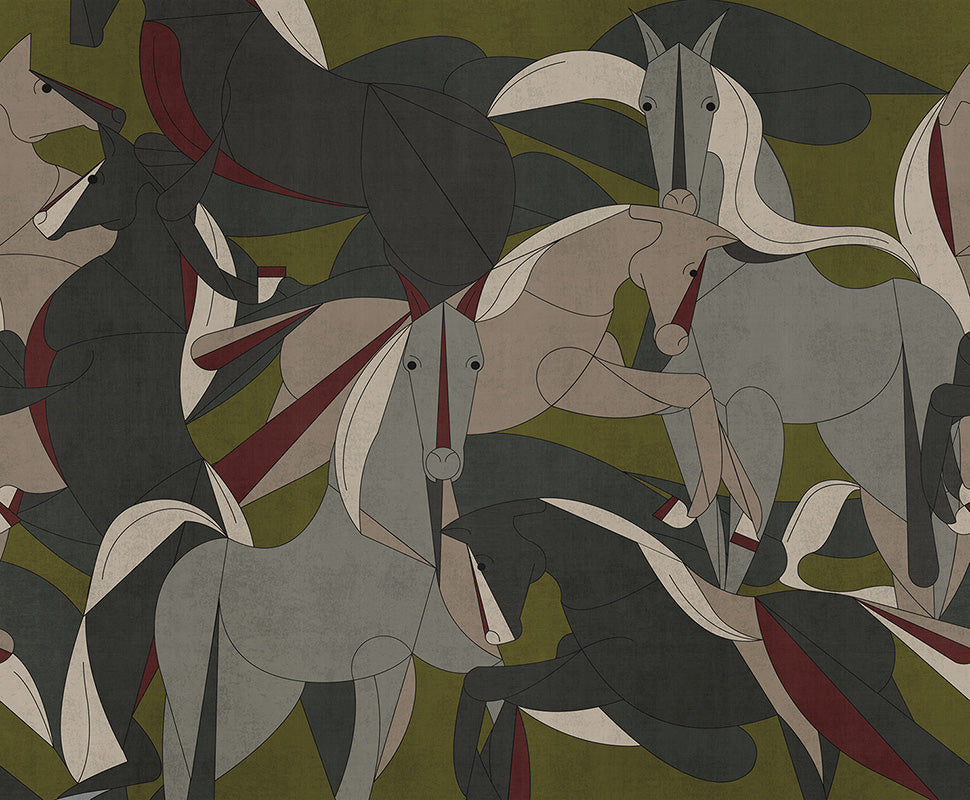 Murgese horses - papel de colgadura LondonArt 19044