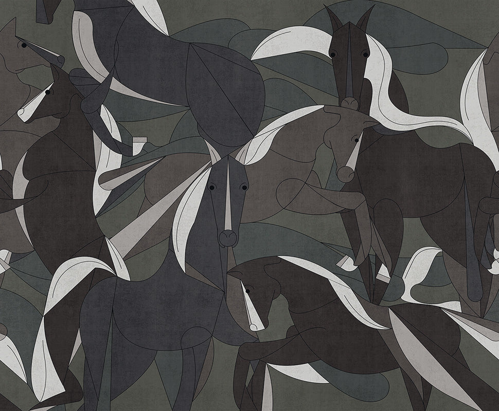 Murgese horses - papel de colgadura LondonArt 19044